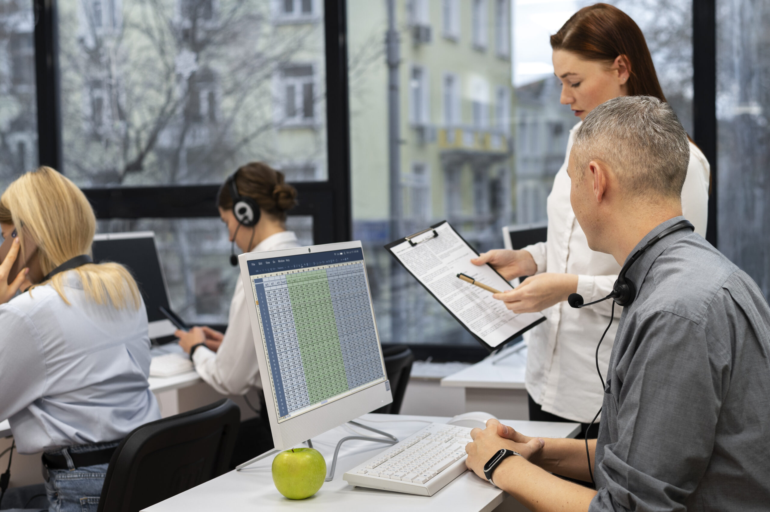 colleagues-working-together-call-center-office colleagues-working-together-call-center-office